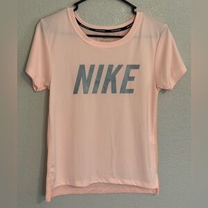 Nike Women's Light Pink Dri-fit mesh run tee